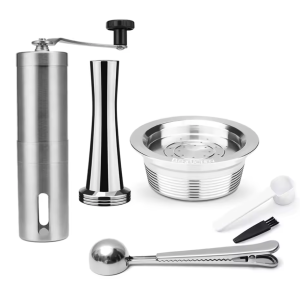 קפסולה חכמה תואמת לוואצה + משקולת דחיסה + מטחנת קפה ידנית