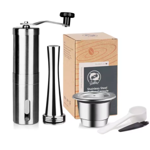 קפסולה חכמה תואמת נספרסו + משקולת דחיסה + מטחנת קפה ידנית